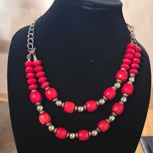 Elegant Red Vintage Beaded Necklace